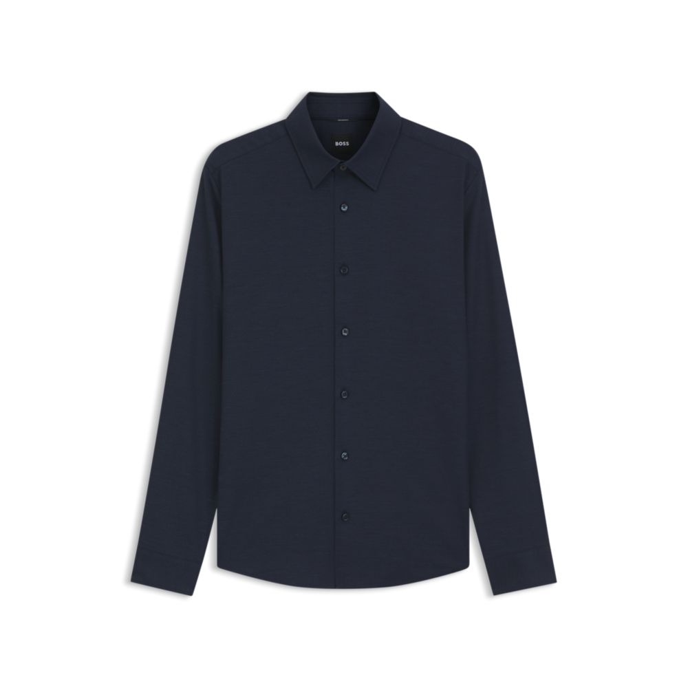 Slim-fit shirt in stretch melange cotton