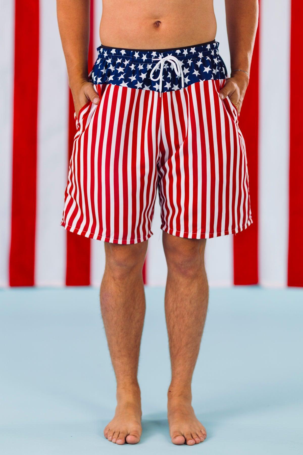 Abstract American Flag Family Swimsuits