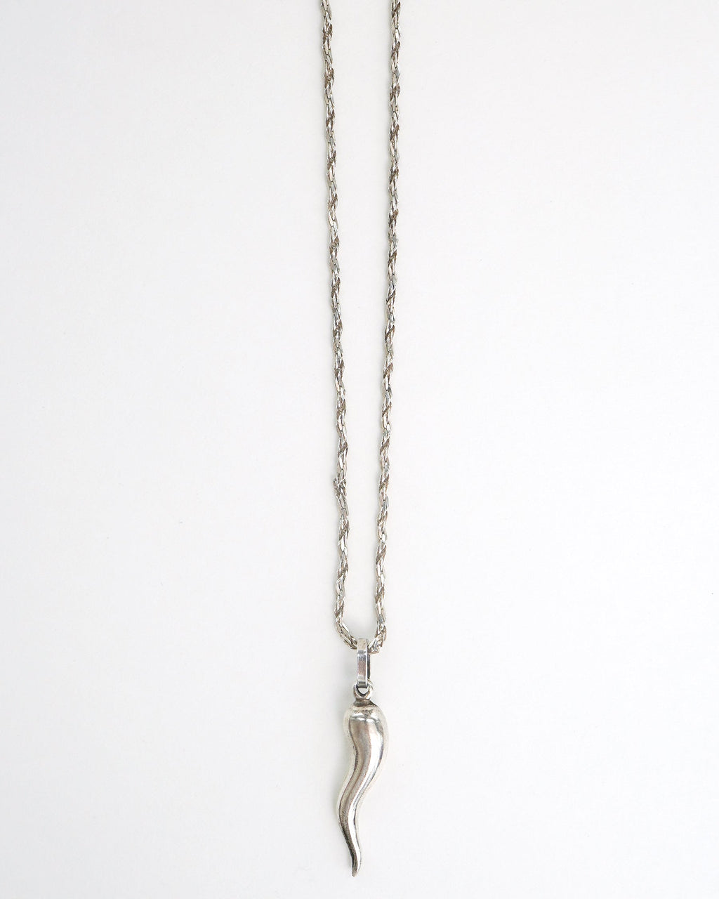 Silver Chain Necklace w/ Horn Charm