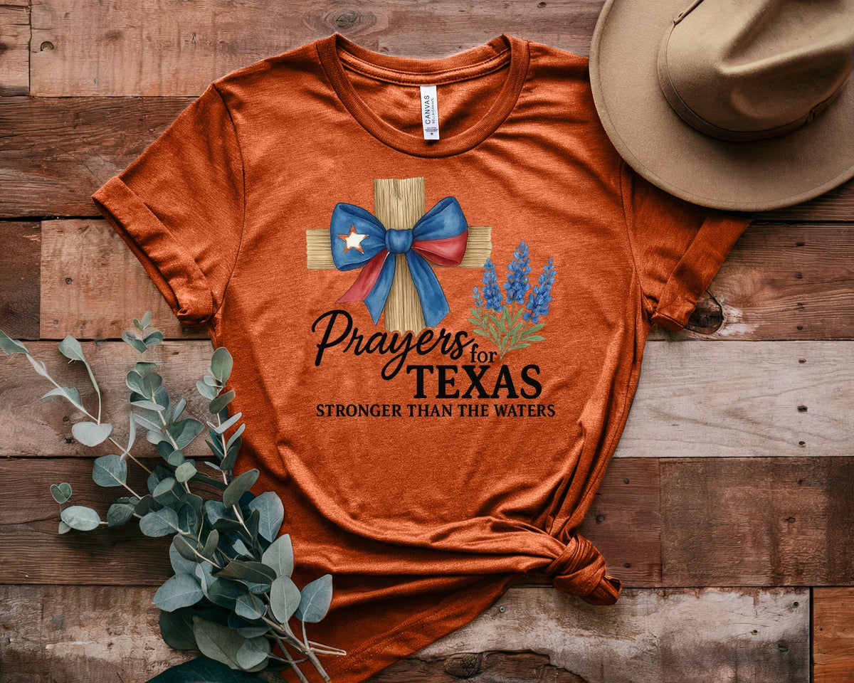 Texas Strong Pray Heat Printed T-Shirt