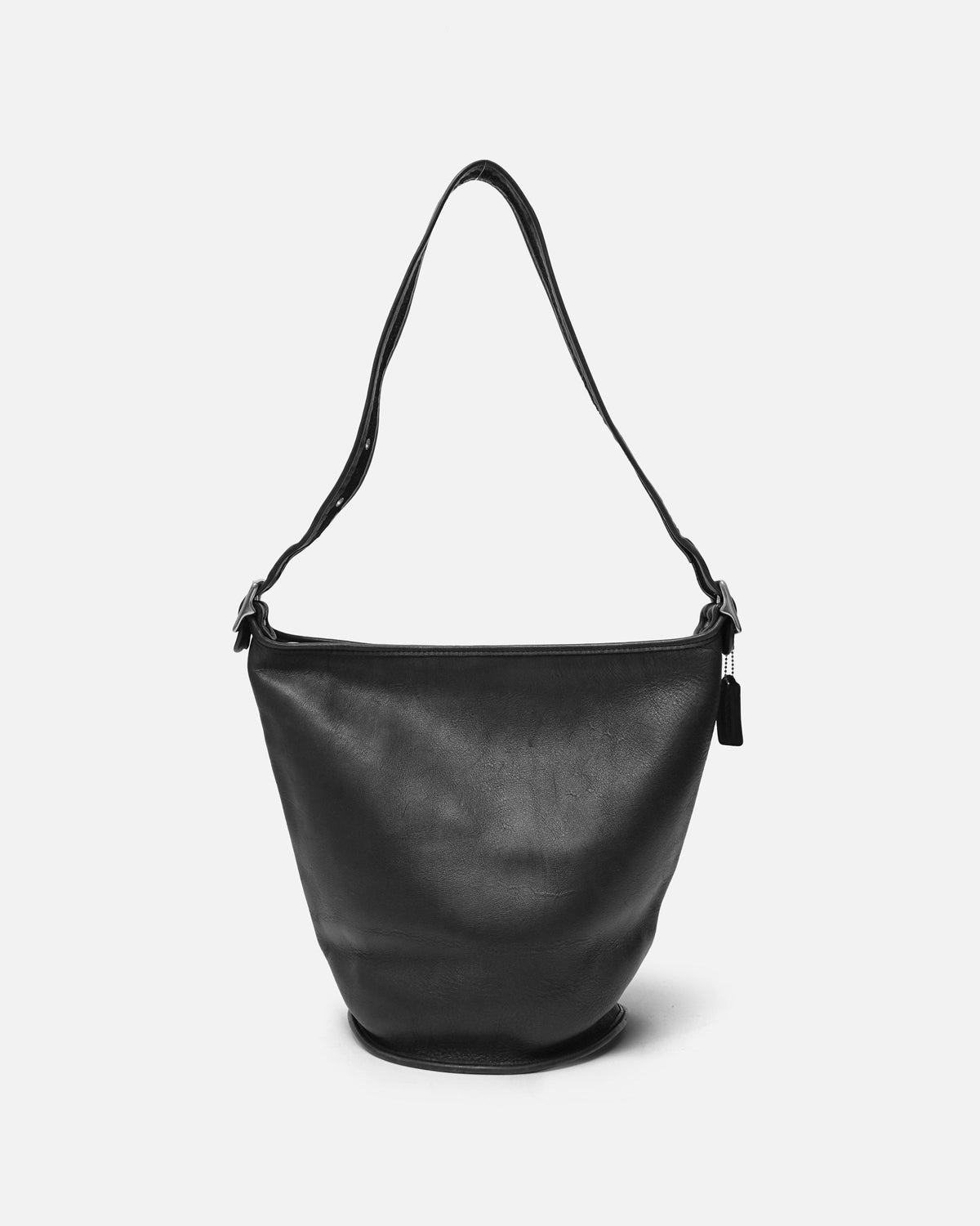 Black Leather Bucket Shoulder Bag