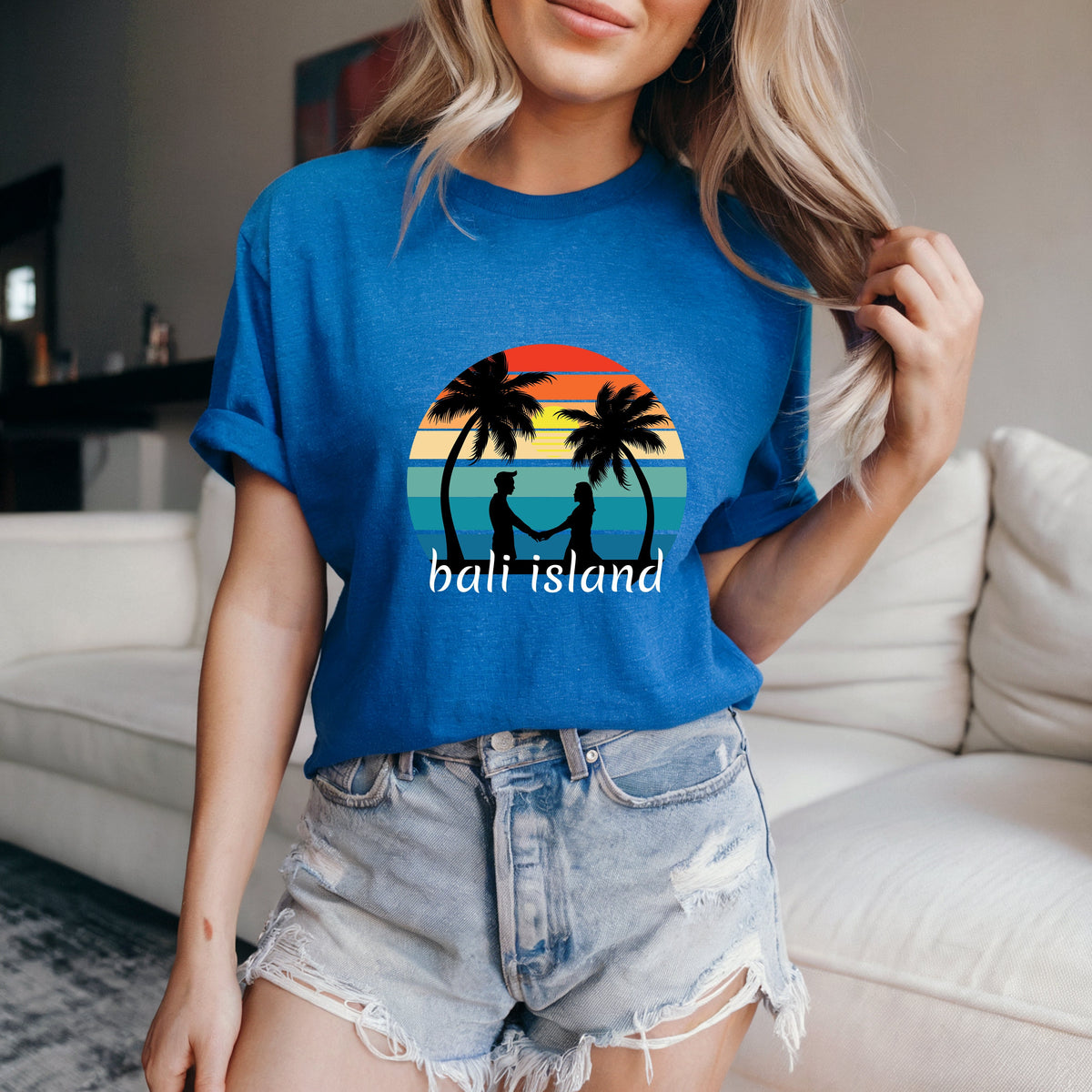 Couple On Vacation Women's Cartoon Cute Short Sleeves