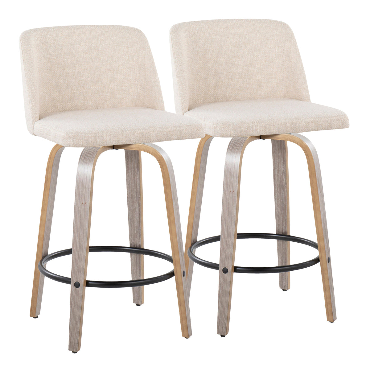 Fixed-Height Stools with Circular Footrails Set of 2