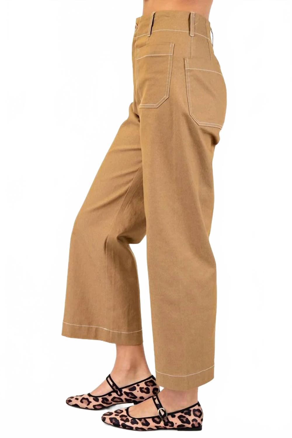 Cropped Wide Leg Pant In Camel