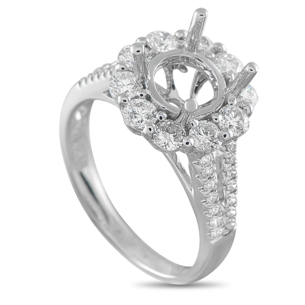 LB Exclusive 14K White Gold 1.20ct Diamond Round Halo Mounting Ring MF04-082026