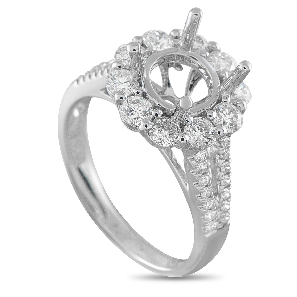 LB Exclusive 14K White Gold 1.20ct Diamond Round Halo Mounting Ring MF04-082026