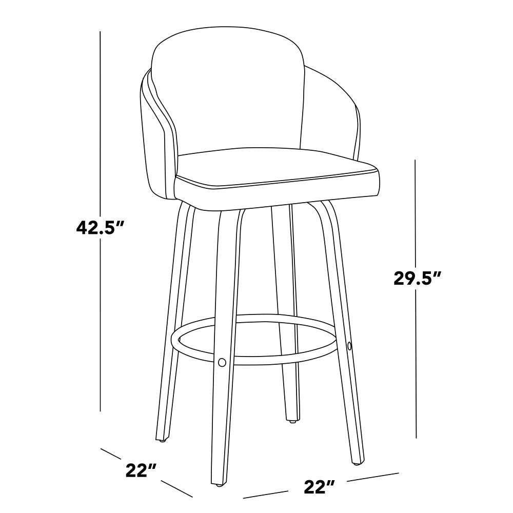 Upholstered Counter Stools with Circular Metal Footrest Rings