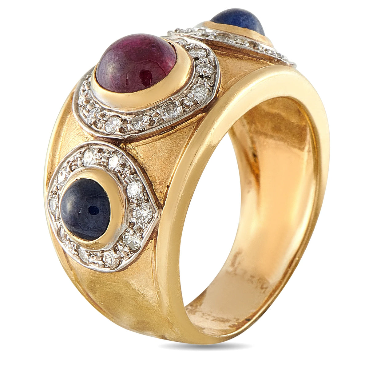 LB Exclusive 14K Yellow Gold 0.32ct Diamond, Ruby, and Sapphire Ring MF01-070826