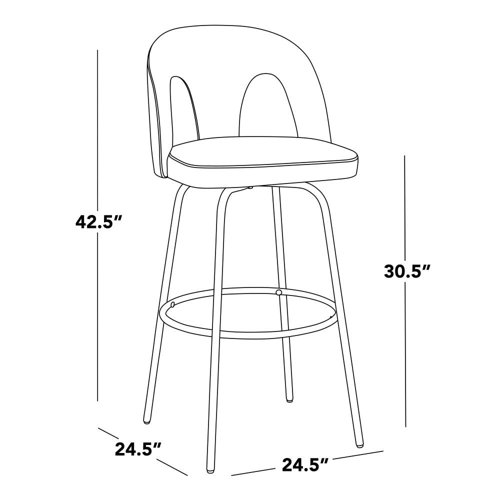 Swivel Counter Stools with Round Metal Footrest Rings
