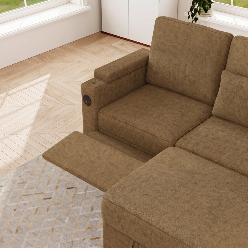 Streamdale 81" 3-in-1 Foldable Sofa Bed with USB Ports, Table & Storage Armrests