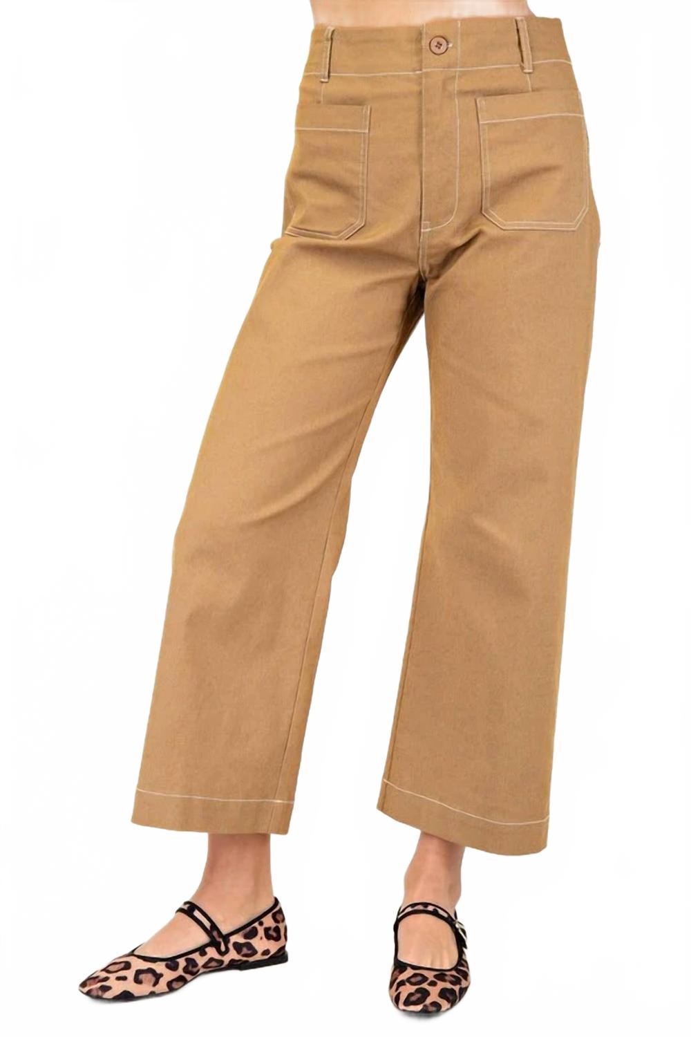 Cropped Wide Leg Pant In Camel