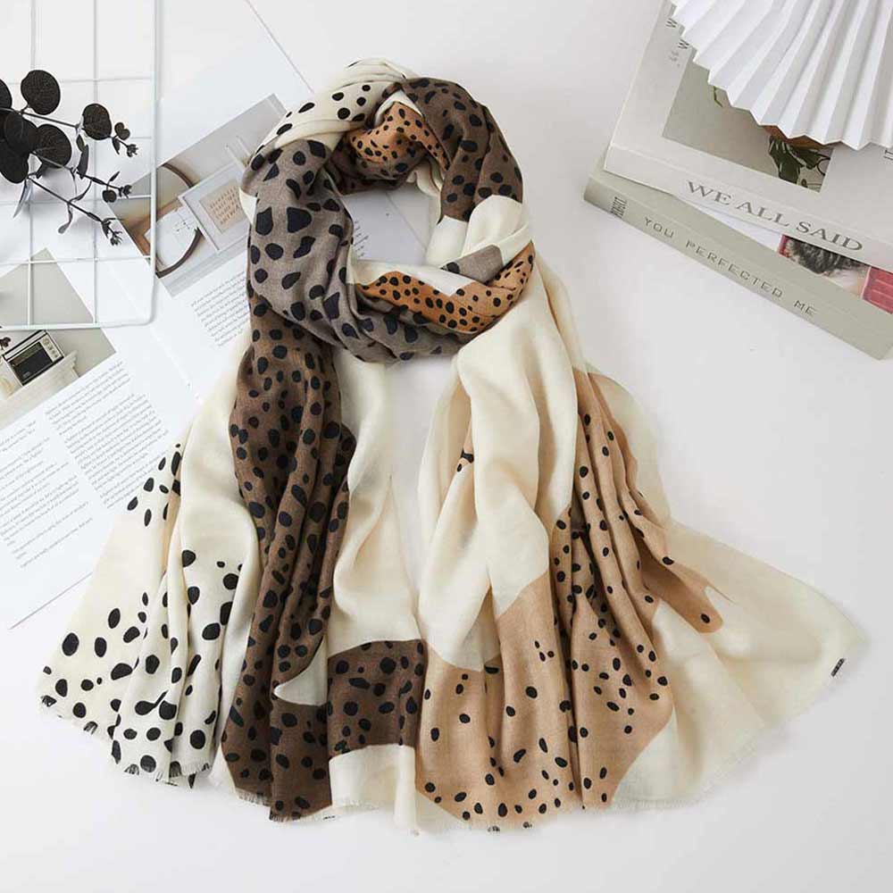 Oversized Abstract Animal Pattern Patchwork Print Wrap Scarf