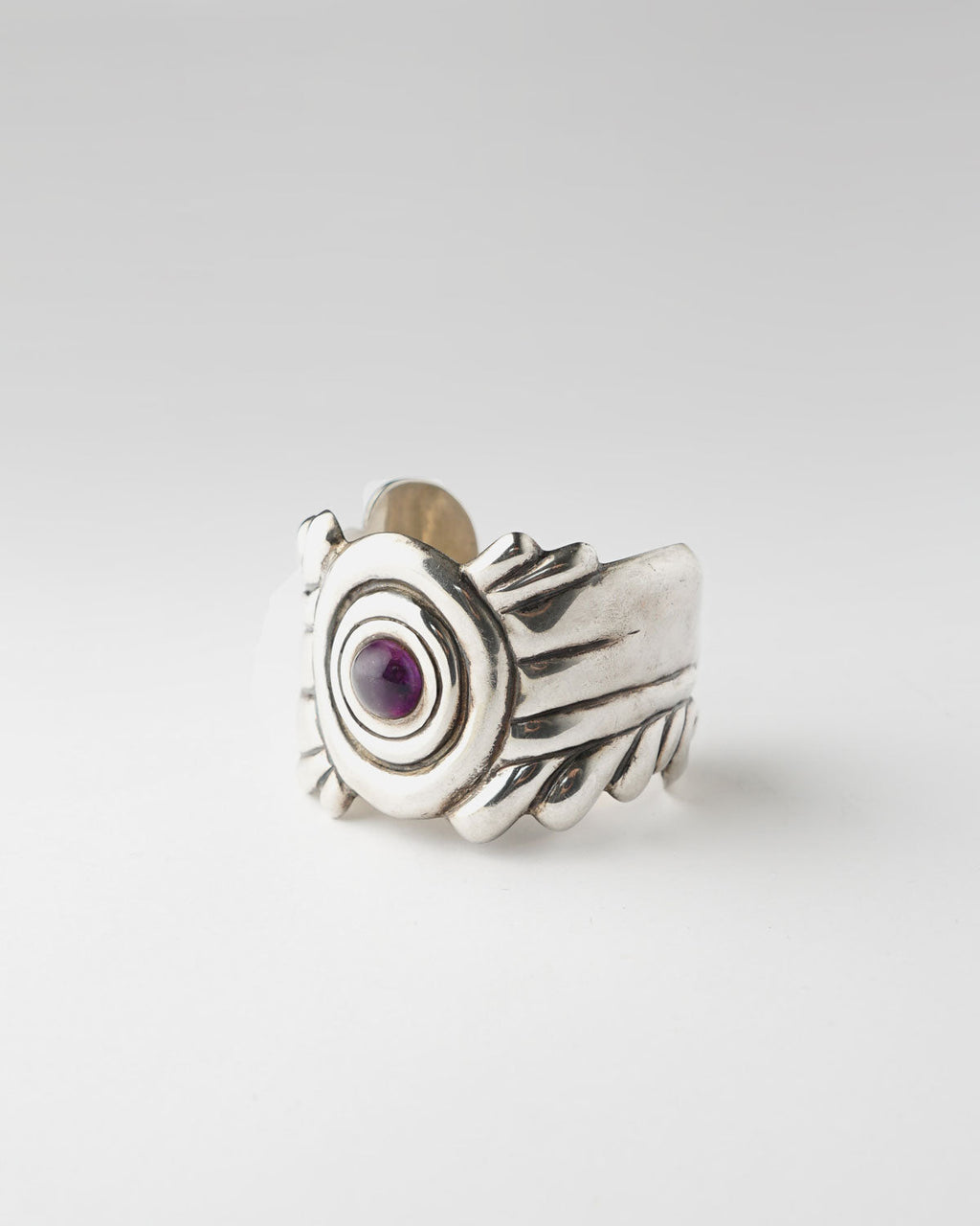 Silver Cuff Bracelet w/ Amethyst