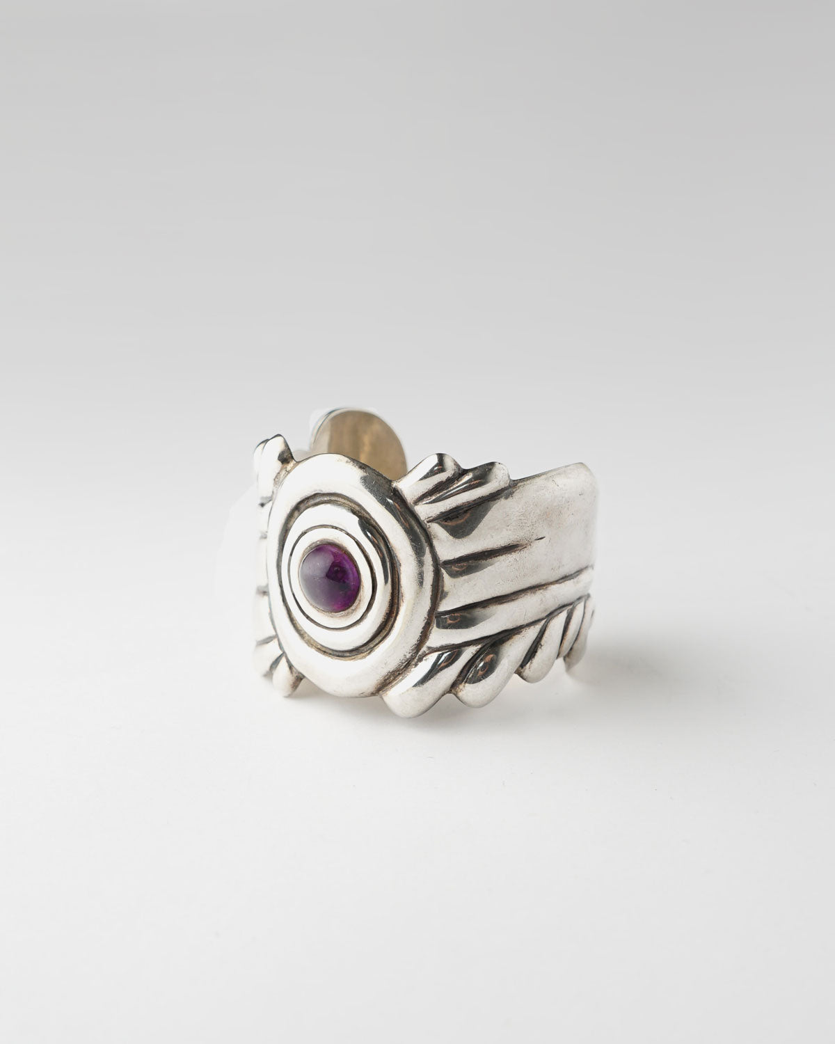 Silver Cuff Bracelet w/ Amethyst