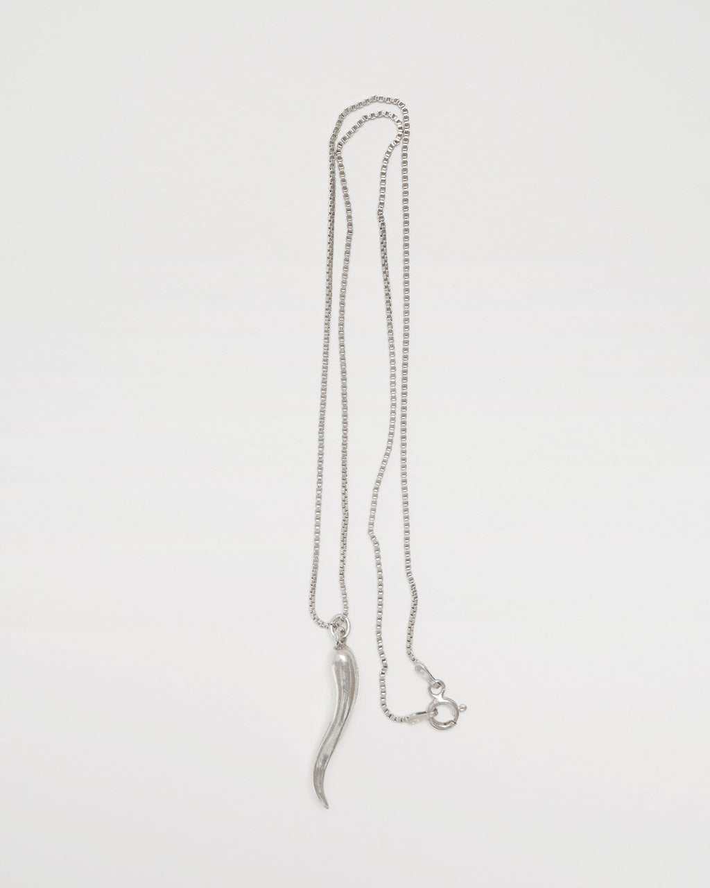 Silver Chain Necklace w/ Horn Charm