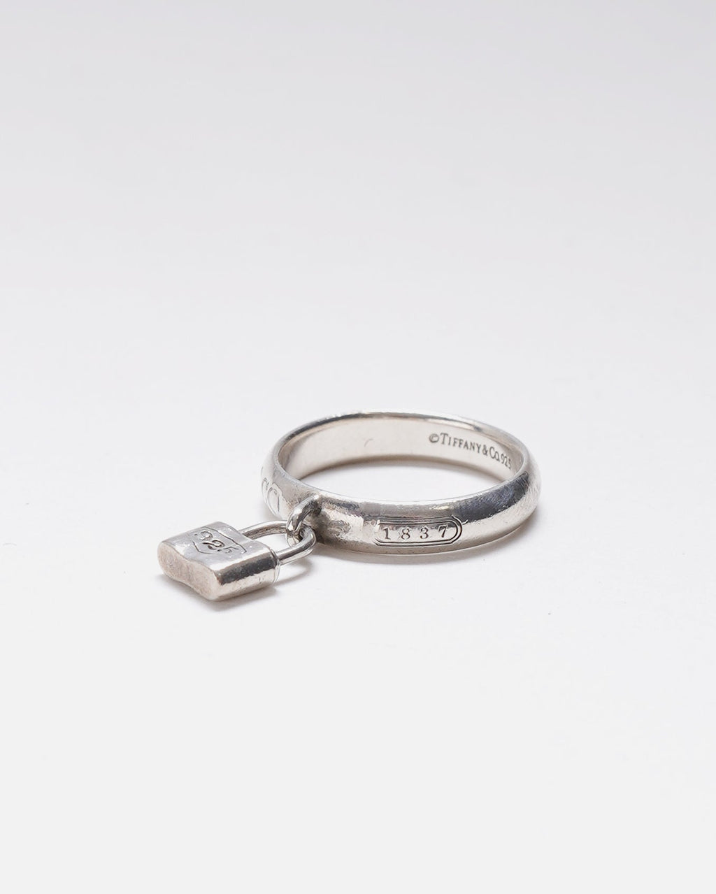 Silver Padlock Charm Ring / Size: 6