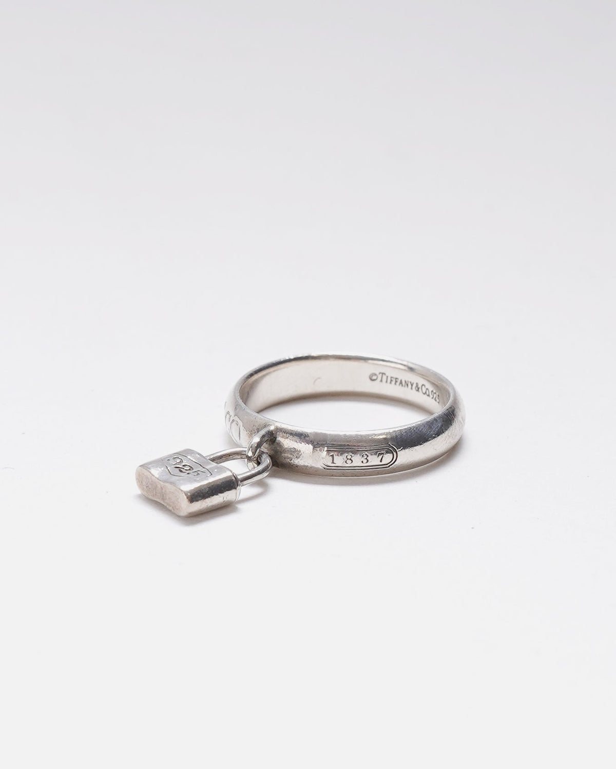 Silver Padlock Charm Ring / Size: 6