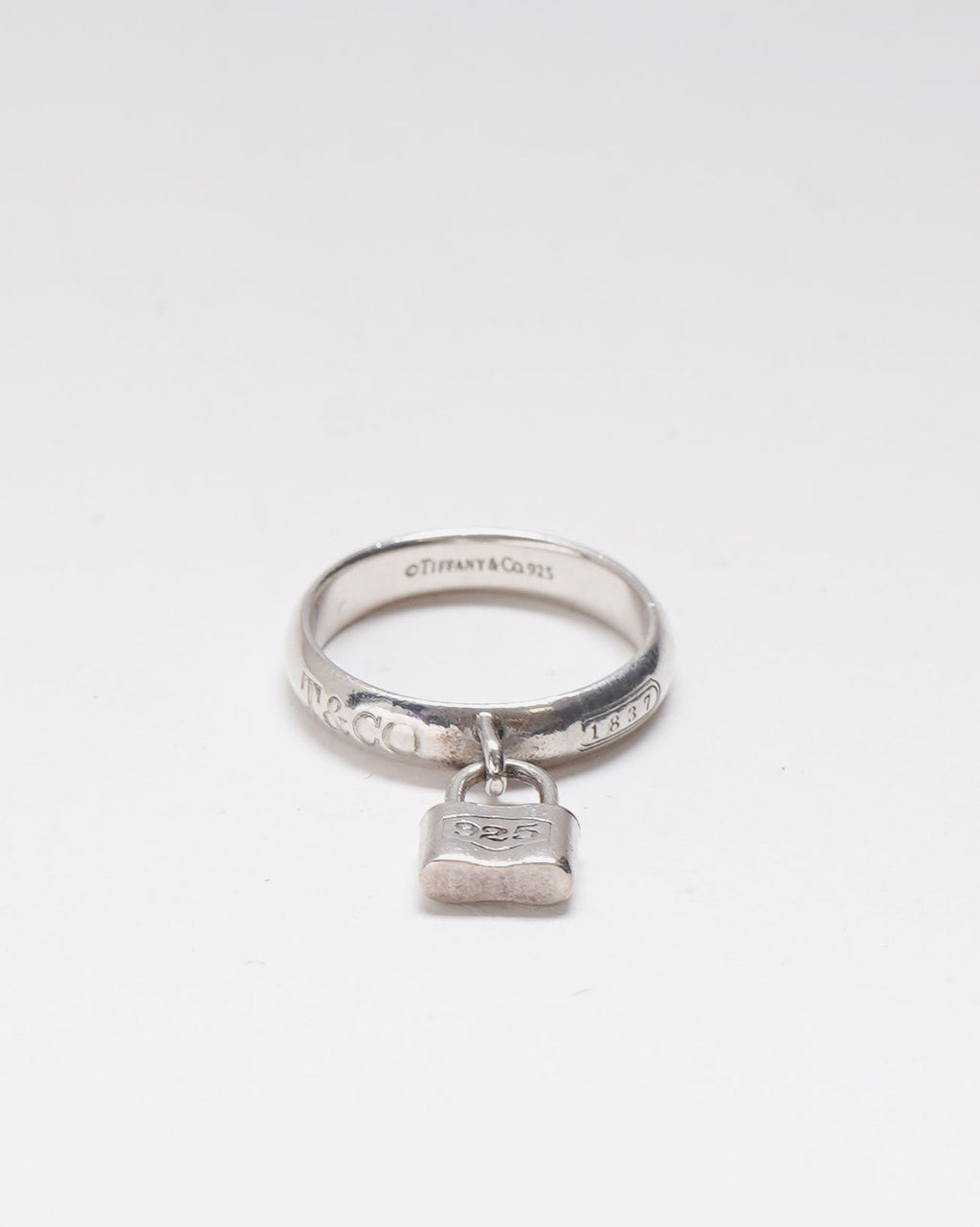 Silver Padlock Charm Ring / Size: 6