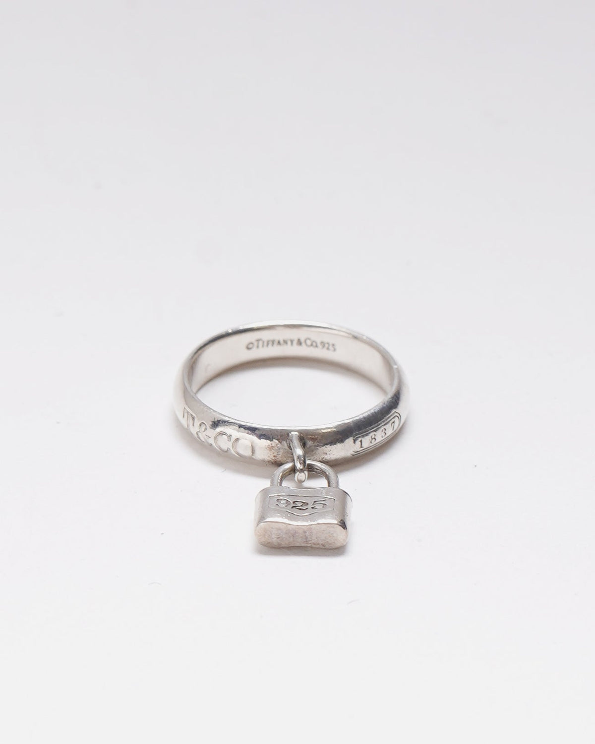 Silver Padlock Charm Ring / Size: 6