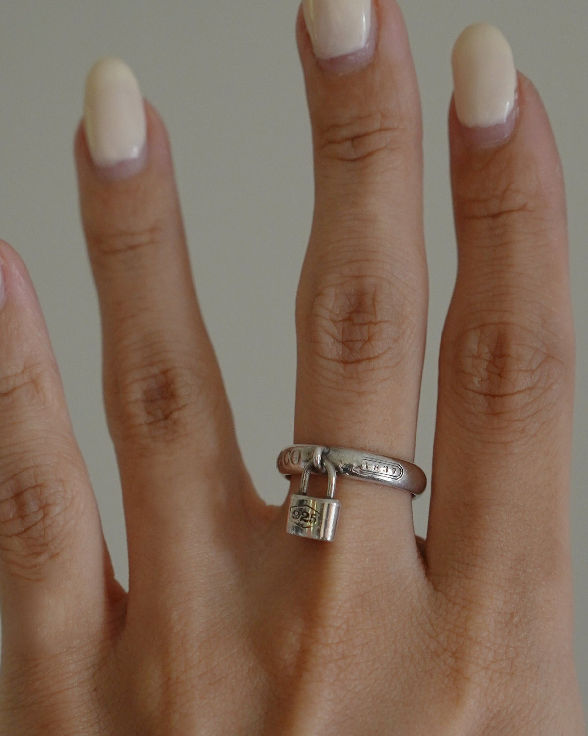 Silver Padlock Charm Ring / Size: 6