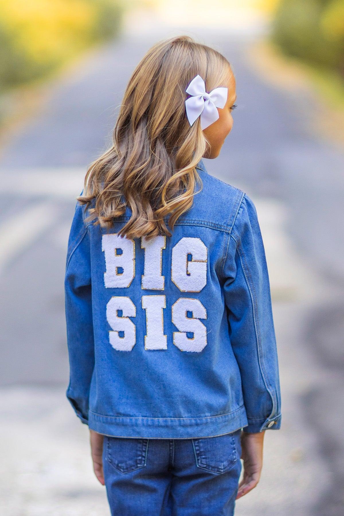 "Big Sis, Lil Sis, Big Bro, Lil Bro" Denim Jacket