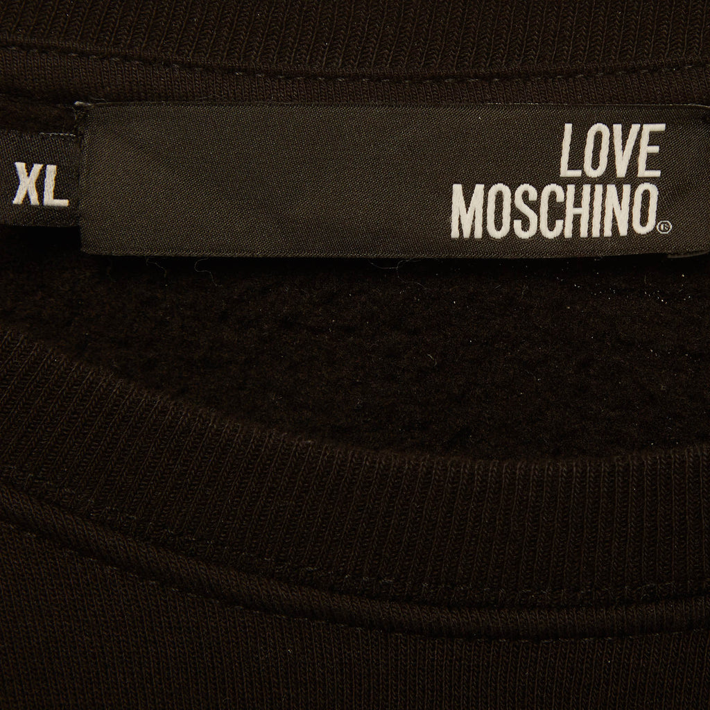 Love Moschino Black Knit Embossed Logo Full Sleeve Sweatshirt