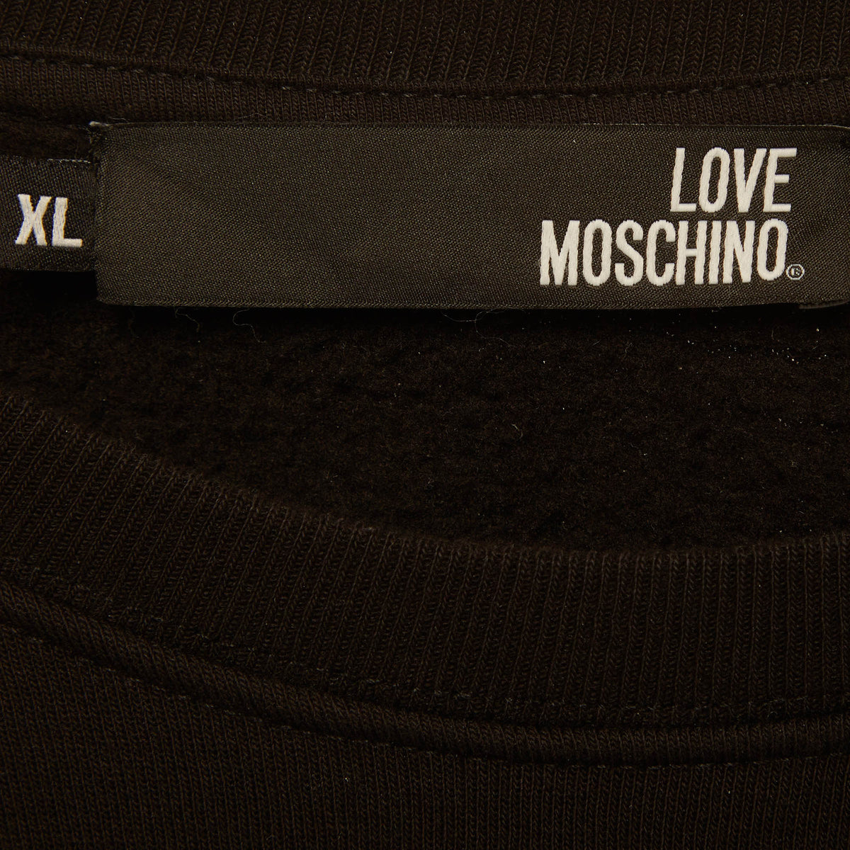 Love Moschino Black Knit Embossed Logo Full Sleeve Sweatshirt