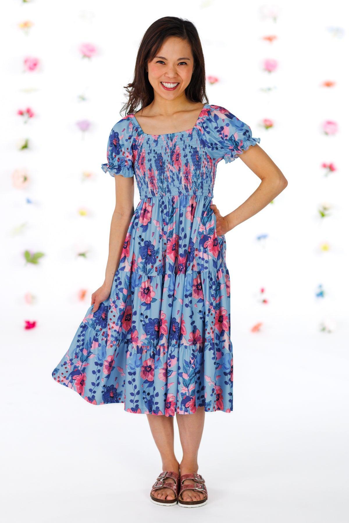 Mom & Me - Blue & Pink Floral Dress