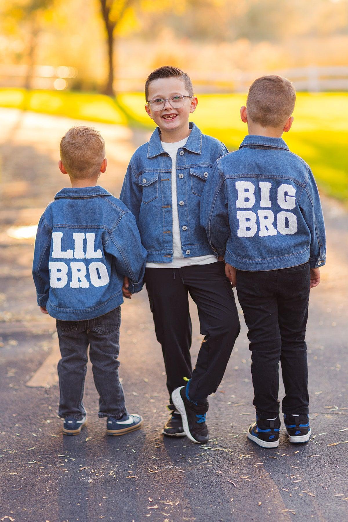 "Big Sis, Lil Sis, Big Bro, Lil Bro" Denim Jacket