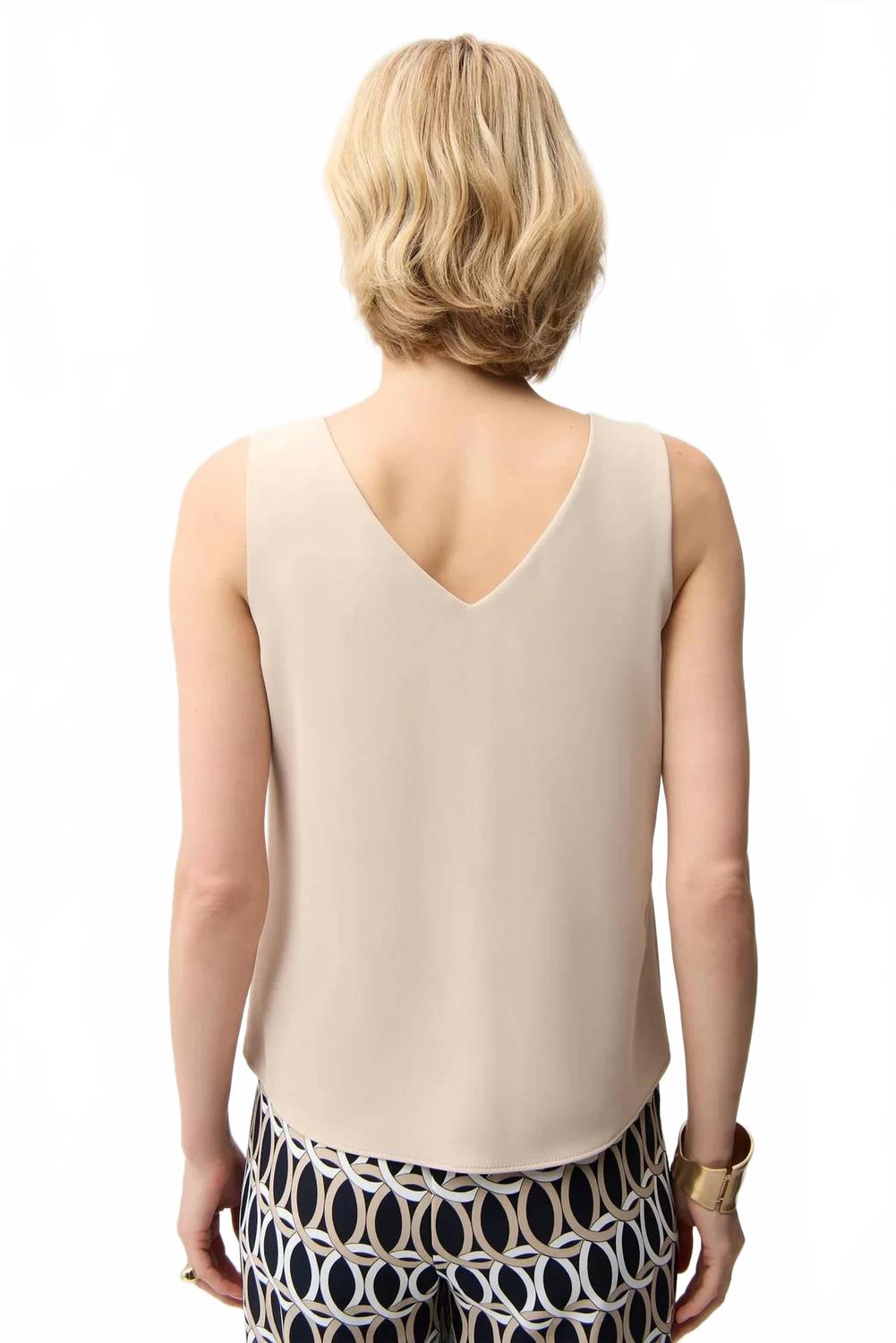 V-Neck Sleeveless Straight Top In Parchment
