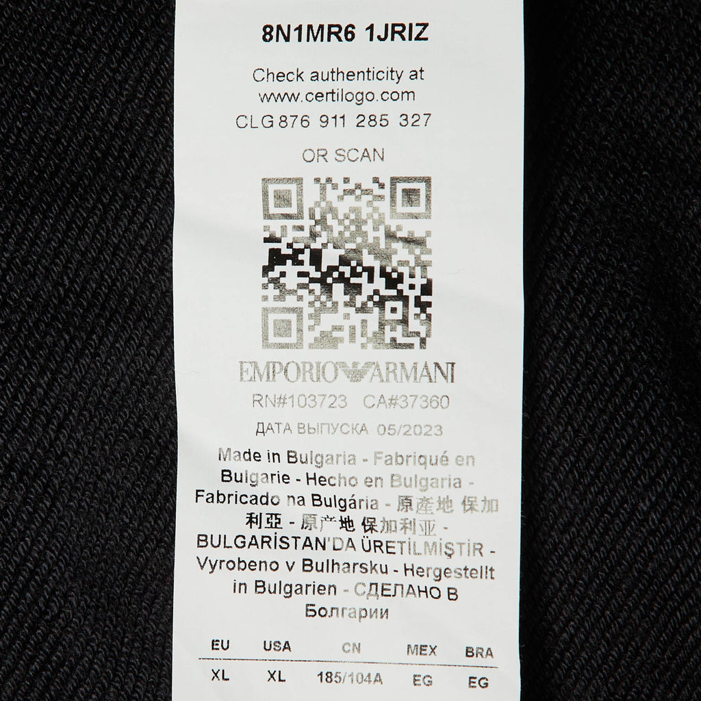 Emporio Armani Black Logo Detail Modal & Cotton Knit Sweatshirt