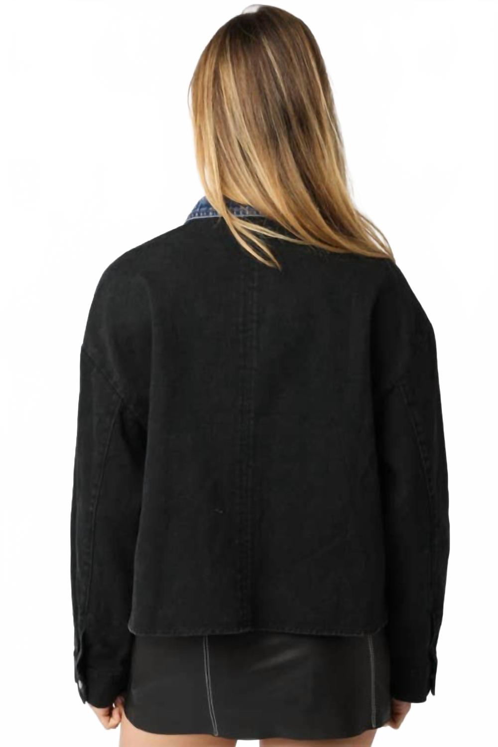 Ricki Contrast Jacket In Black Denim