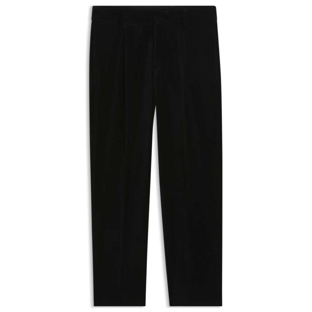 Modern-fit pants in cotton velvet with pleated front