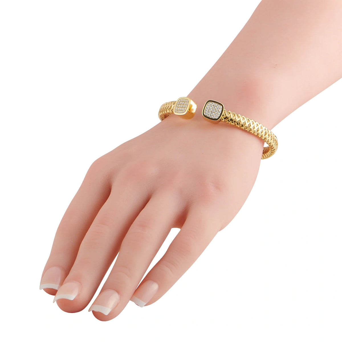 Roberto Coin Primavera 18K Yellow Gold 0.50ct Diamond Woven Cuff Bracelet RC17-090226