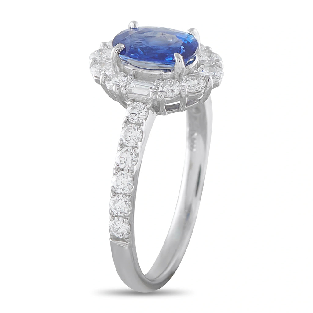 LB Exclusive Platinum 0.67ct Diamond and Sapphire Halo Ring MF10-100526