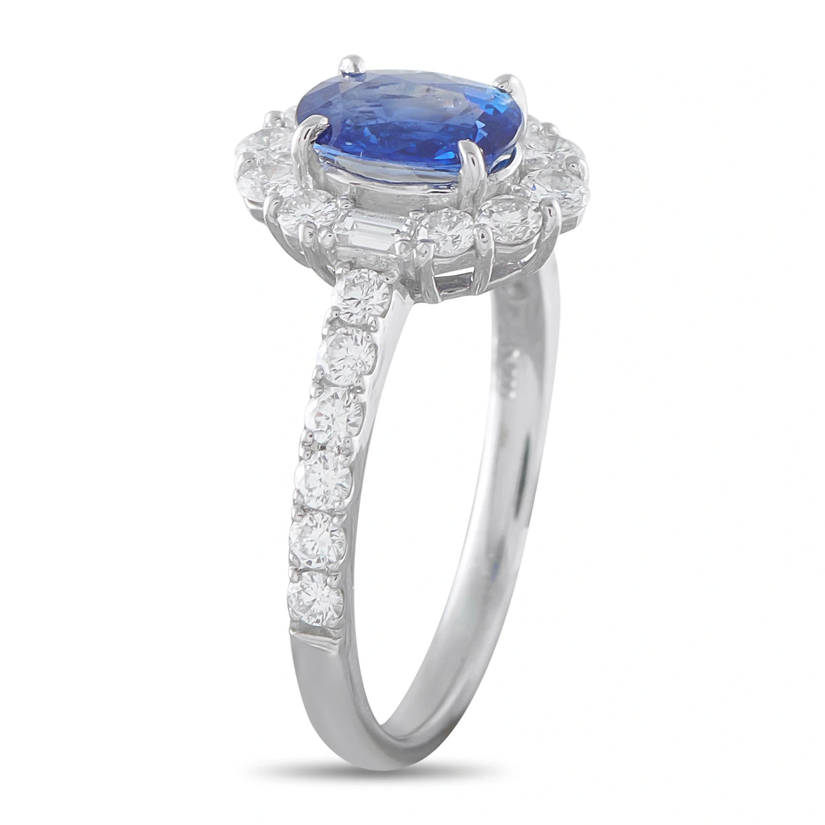 LB Exclusive Platinum 0.67ct Diamond and Sapphire Halo Ring MF10-100526