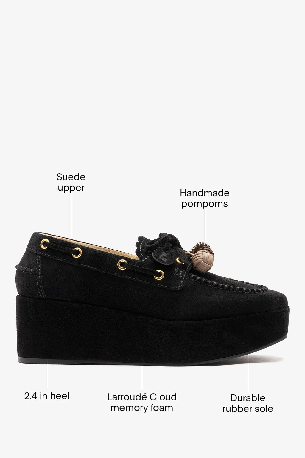 Cyprus Flatform Black Suede