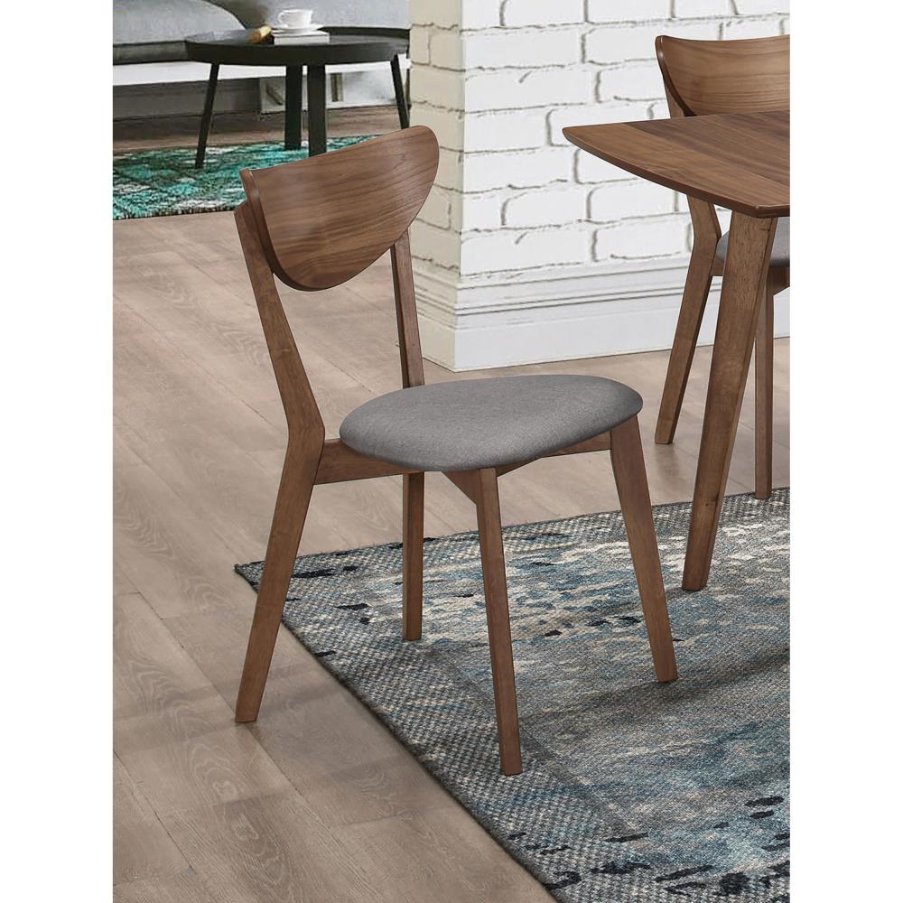 Contemporary Dining Chairs with Natural Wood Frame and Cushioned Upholstery
