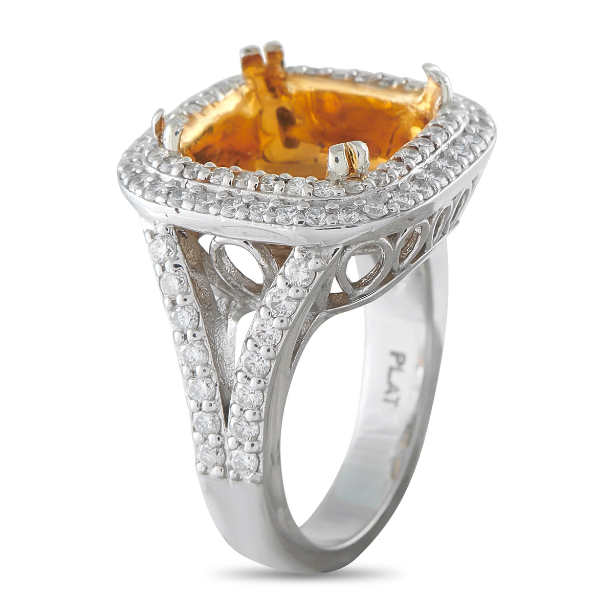 LB Exclusive Platinum and 18K Yellow Gold 0.80ct Diamond Halo Mounting Ring MF13-082026