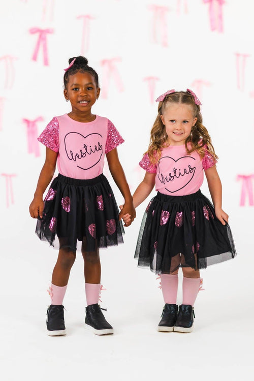 "Besties" Sequin Tutu Skirt Set