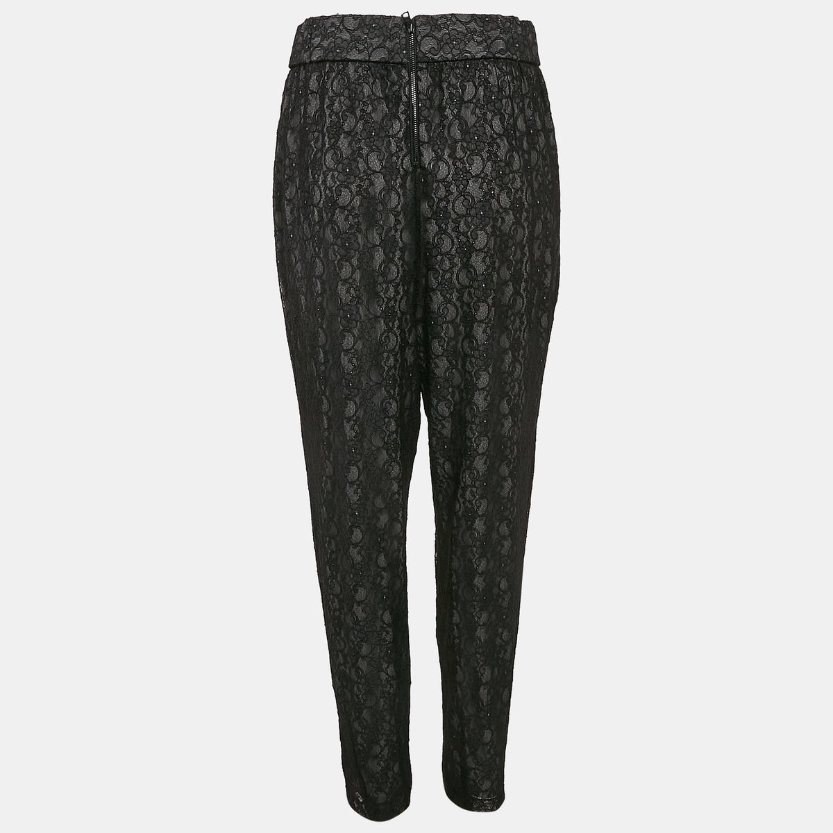 Alice + Olivia Black Floral Lace Trousers
