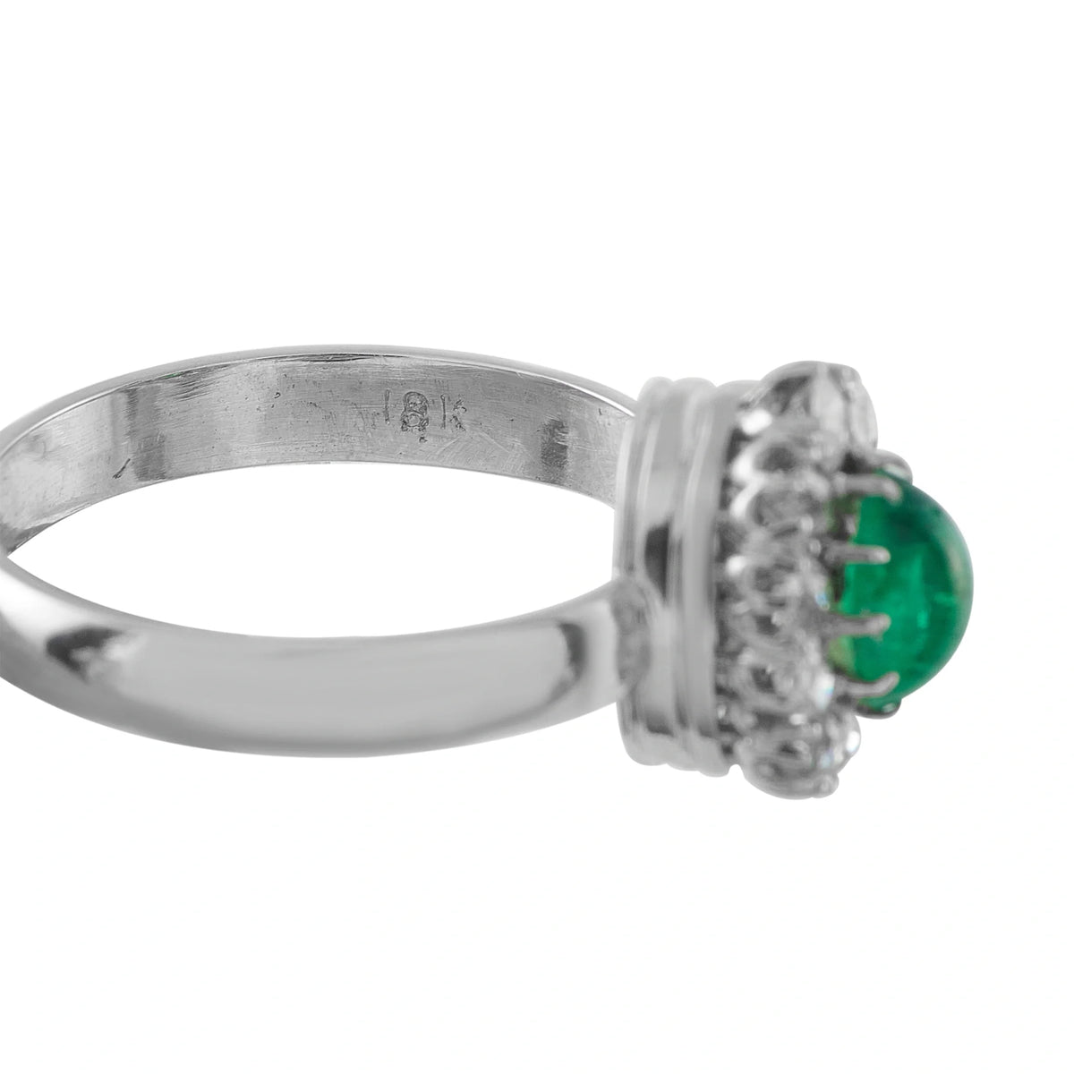 LB Exclusive 18K White Gold 0.35ct Diamond and Emerald Ring MGF23-070226