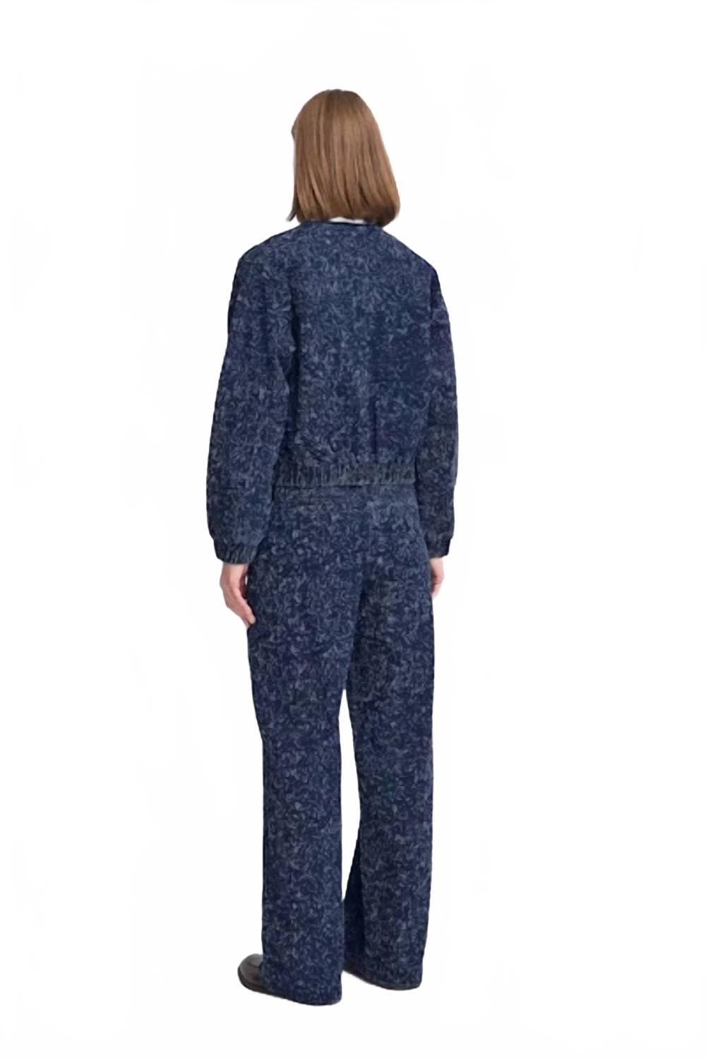 Kanilla Textured Denim Jacket In Dark Blue