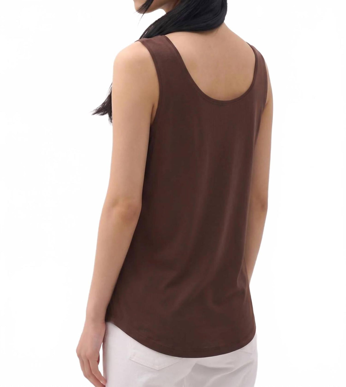 Silky Knit Scoop Neck Camisole Top In Mahogany