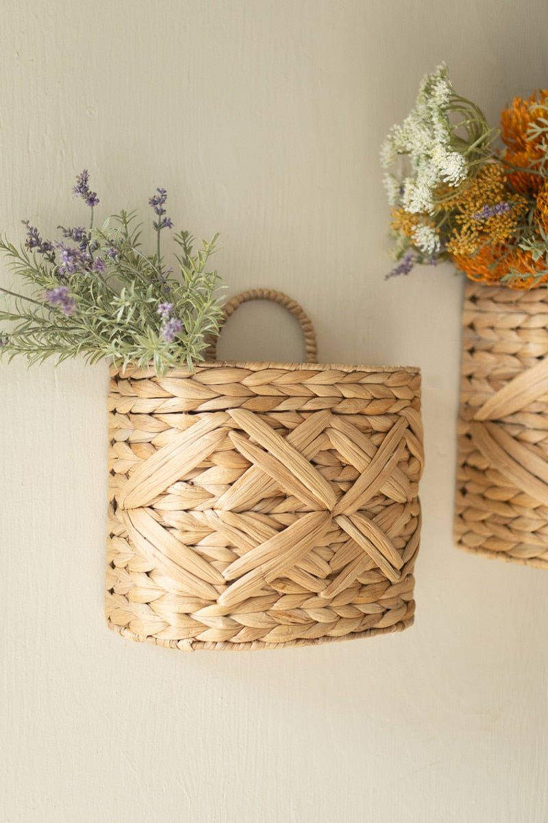 Set Of Two Water Hyacinth Wall Baskets
