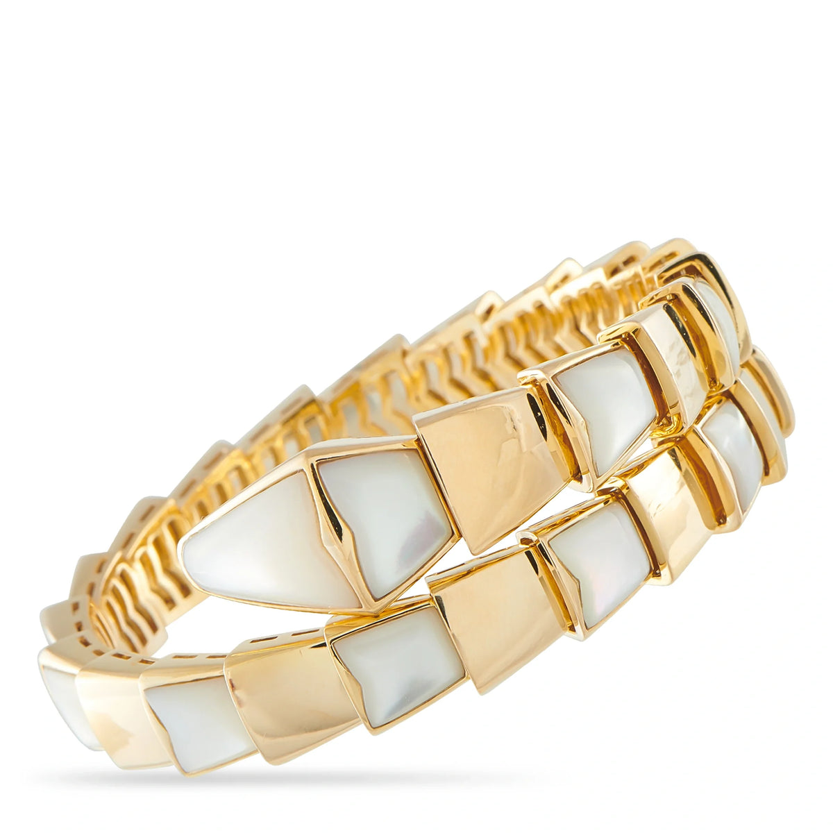 Bvlgari Serpenti 18K Yellow Gold Mother of Pearl Bracelet #5426