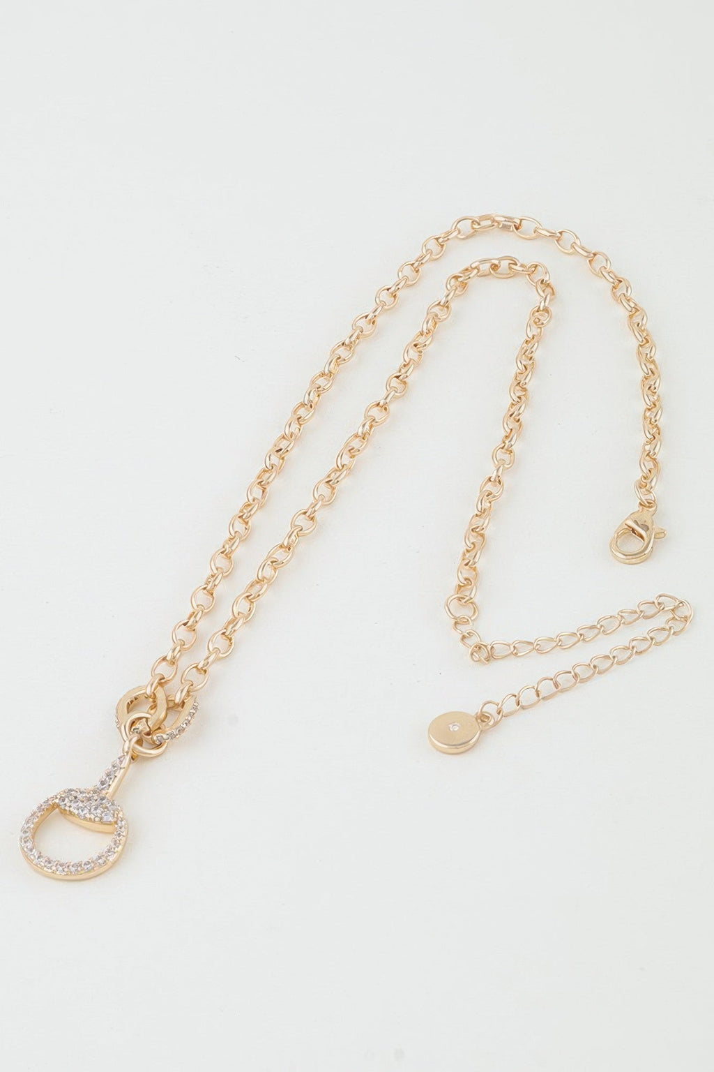 Bejeweled Equestrian Drop Chain Necklace