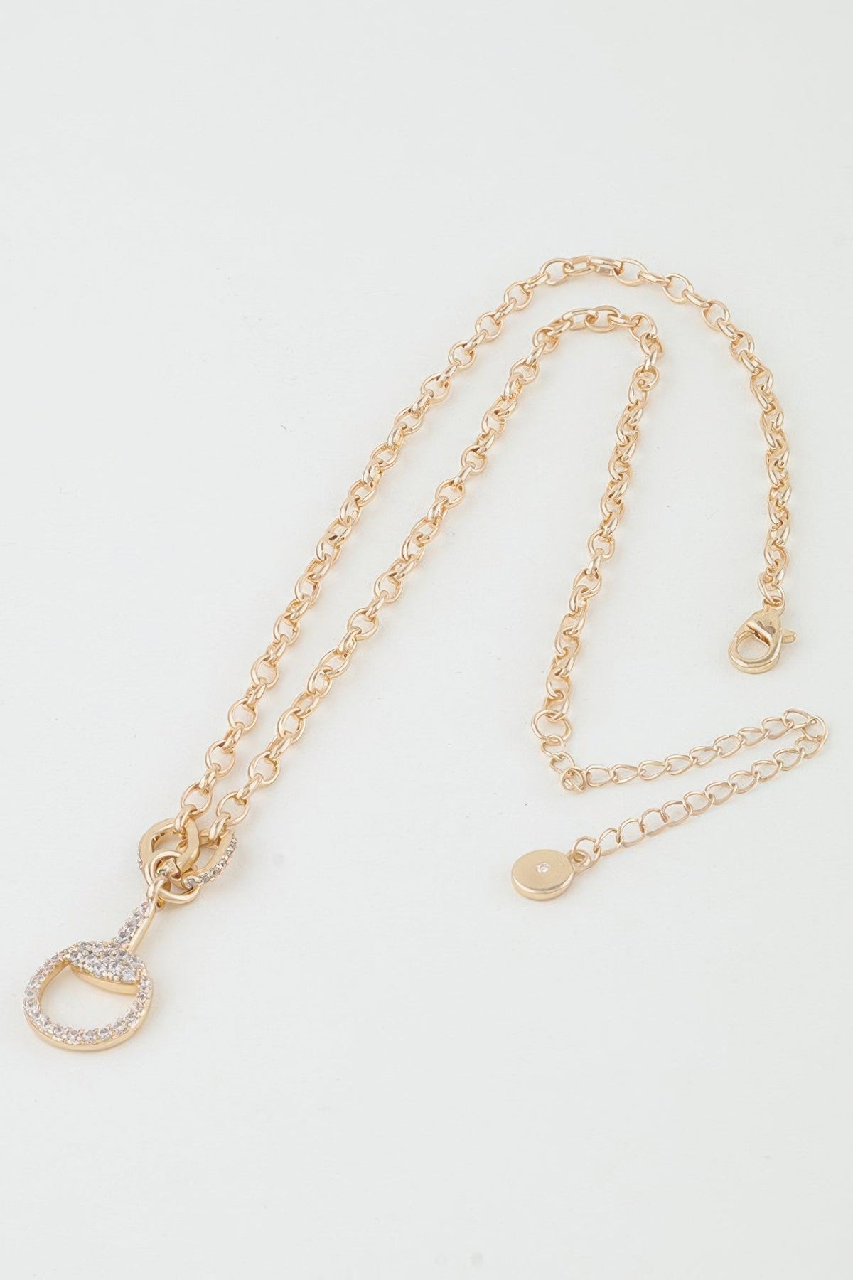 Bejeweled Equestrian Drop Chain Necklace
