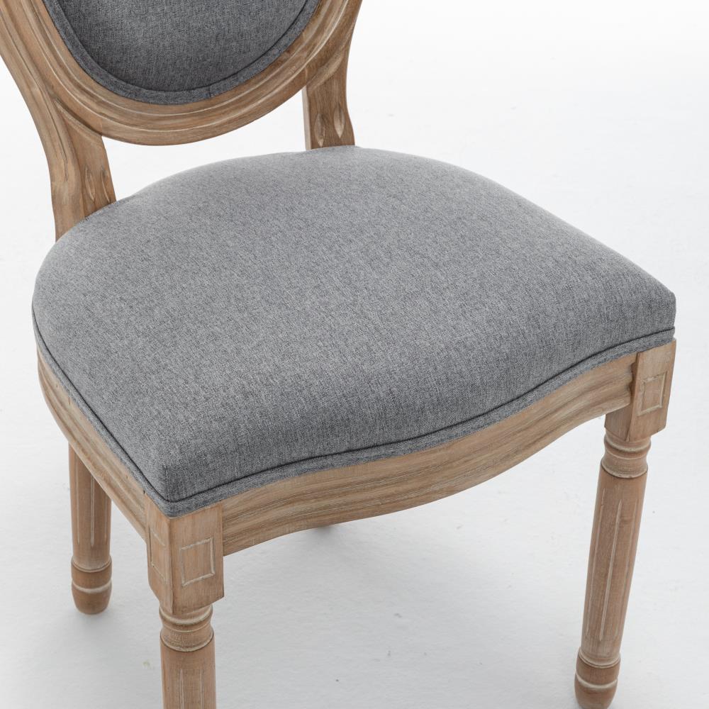 Farmhouse Solid Wood Dining Chairs with Cushioned Linen Seats and Backrests