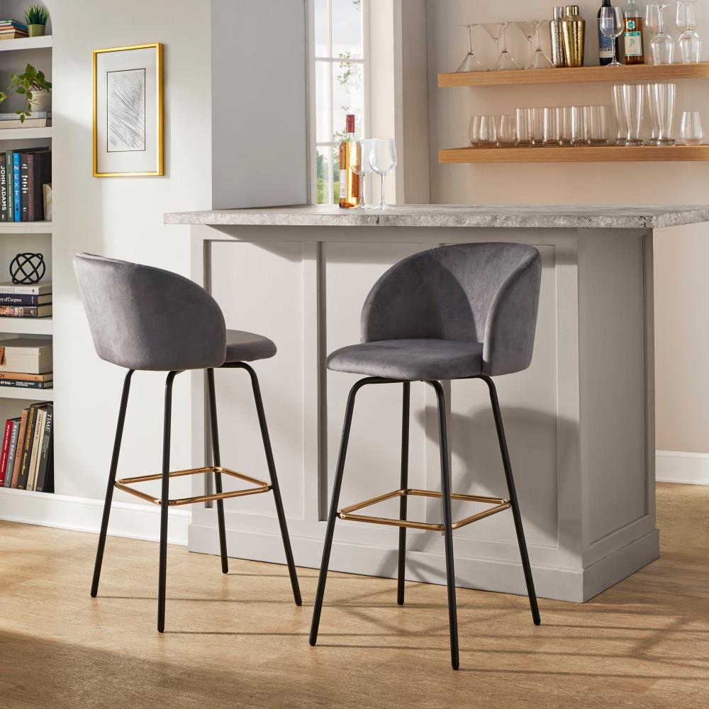 Upholstered Counter Stools with Decorative Metal Footrests